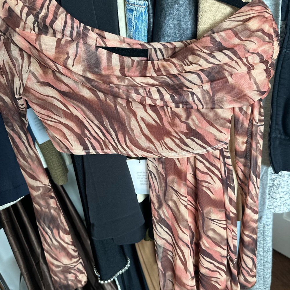 Animal Print Off-Shoulder Top and Skirt